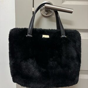 Black Faux Fur Tote Bag